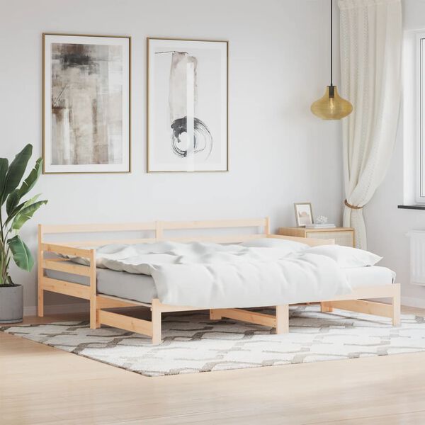 vidaXL Daybed with Trundle without Mattress 90x190 cm Single Solid Wood