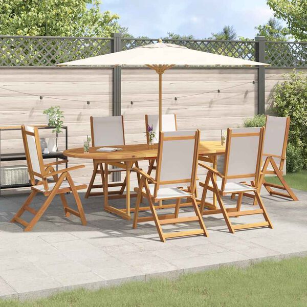 vidaXL 7 Piece Garden Dining Set Solid Wood Acacia and Textilene