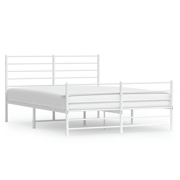 vidaXL Metal Bed Frame without Mattress with Footboard White 140x190cm