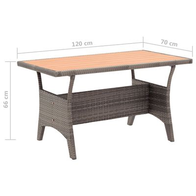 vidaXL Garden Table Grey 120x70x66 cm Poly Rattan