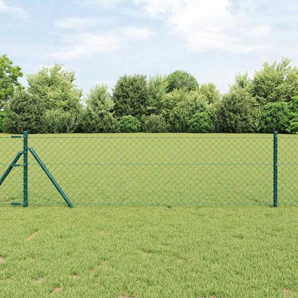 vidaXL Fence Post Green 25 x 0.4 m (40 x 40 mm mesh) Steel and PVC