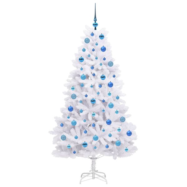 vidaXL Artificial Hinged Christmas Tree White 180 cm PVC and Steel