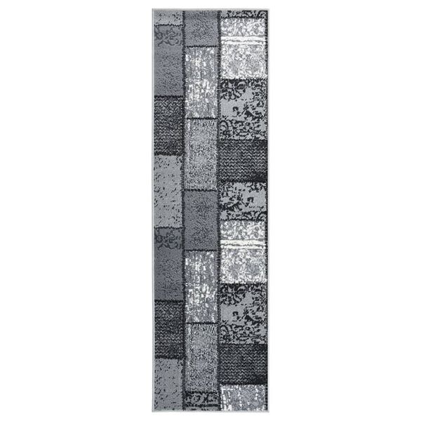 vidaXL Runner Rug BCF Grey with Block Pattern 60x200 cm