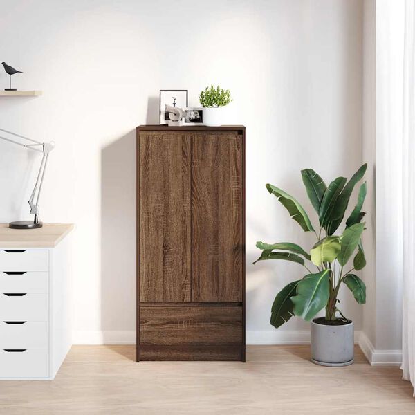 vidaXL Cabinet with Drawer Brown Oak 55.5x34x119.5 cm Engineered Wood