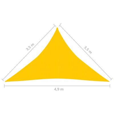 vidaXL Sunshade Sail 160 g/m² Yellow 3.5x3.5x4.9 m HDPE