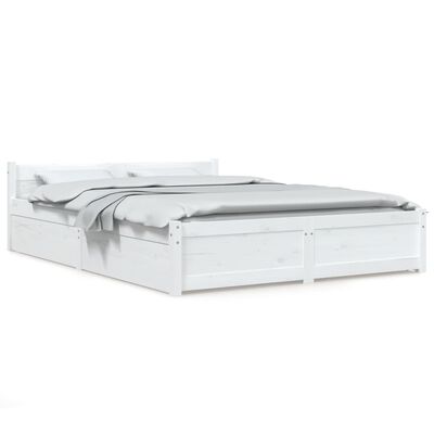 vidaXL Bed Frame with Drawers White 120x200 cm