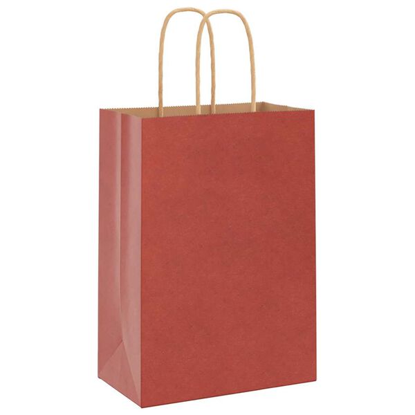 vidaXL Paper Bags 50 pcs with Handles Red 15x8x21 cm
