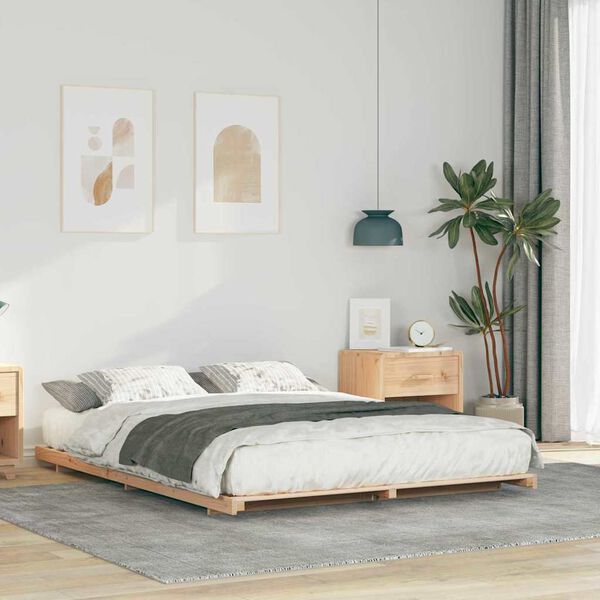 vidaXL Floor Bed Frame Brown 160 x 220 cm Solid pine wood