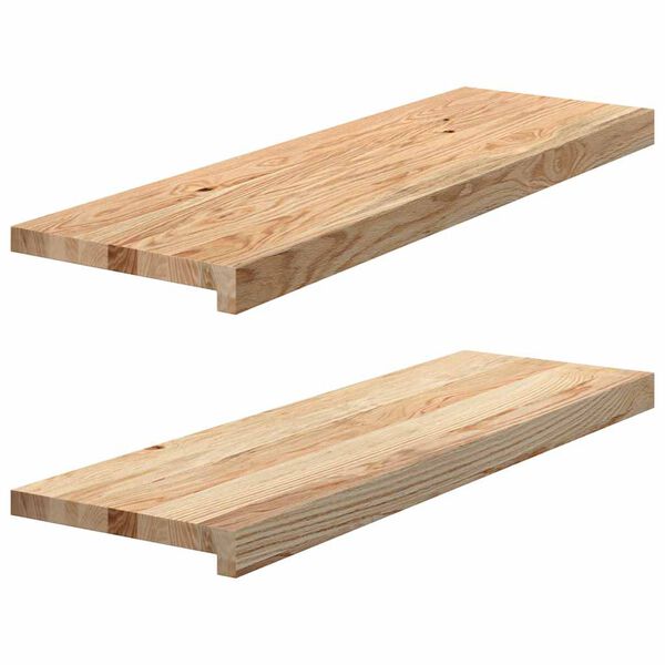 vidaXL Stair Treads 2 pcs Untreated 80x30x2 cm Solid Wood Oak