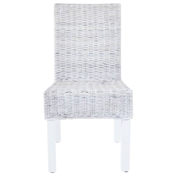vidaXL Dining Chairs 4 pcs White Kubu Rattan and Mango Wood