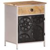 vidaXL Bedside Cabinet | Rough mango wood with natural finish, silver iron