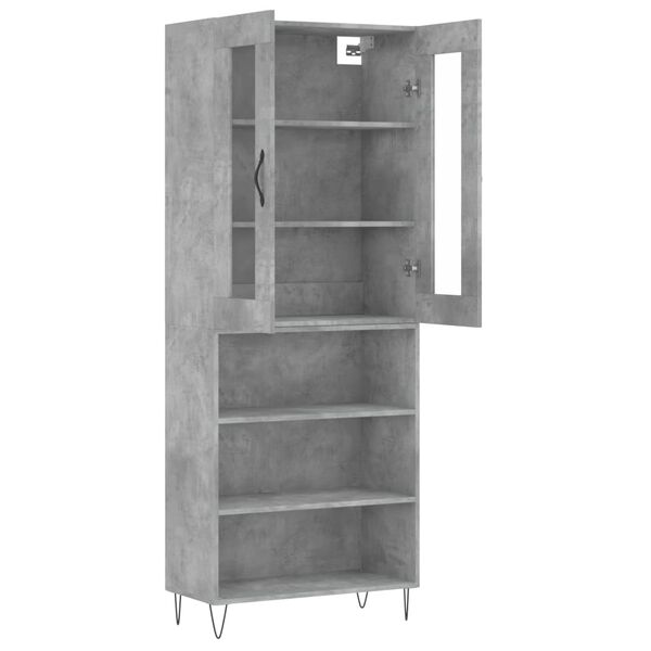 vidaXL Highboard Concrete Grey 69.5x34x180 cm Engineered Wood