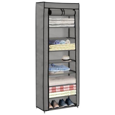 vidaXL Shoe Cabinet with Cover Grey 57x29x162 cm Fabric
