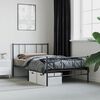 vidaXL Metal Bed Frame without Mattress with Footboard Black 100x200cm