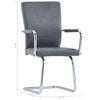 vidaXL Cantilever Dining Chairs 2 pcs Suede Grey Faux Leather