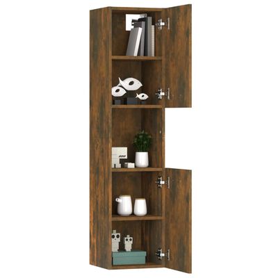vidaXL Bathroom Cabinet Smoked Oak 30x30x130 cm Engineered Wood