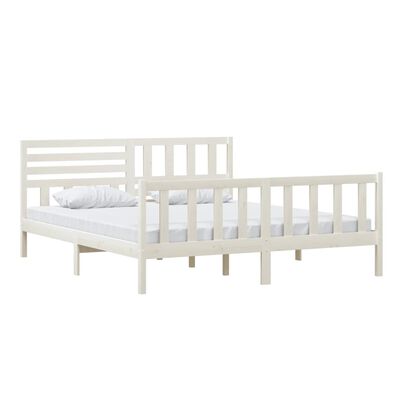 vidaXL Bed Frame White 180x200 cm Super King Size Solid Wood