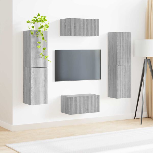 vidaXL TV Cabinet Set 6 pcs Grey Sonoma Engineered Wood