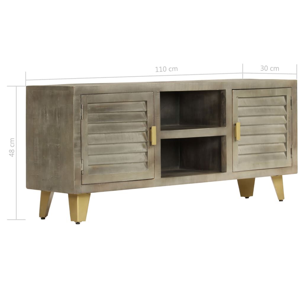 Mango wood and top brass tv unit