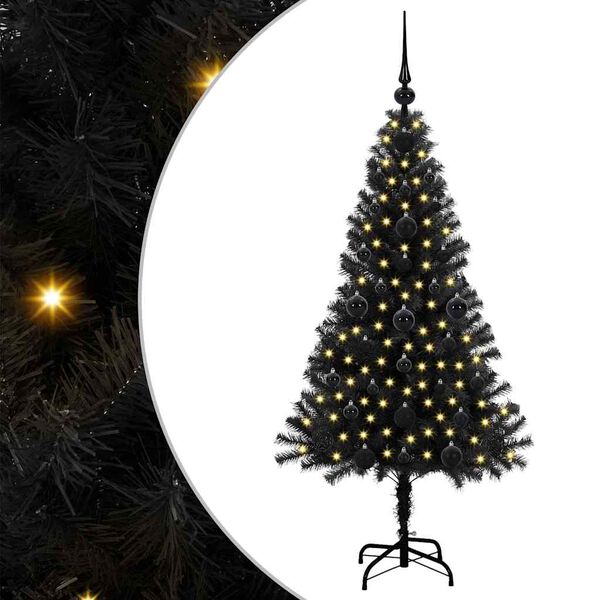 vidaXL Christmas Tree with 150 LEDs with Stand Black 120 cm PVC