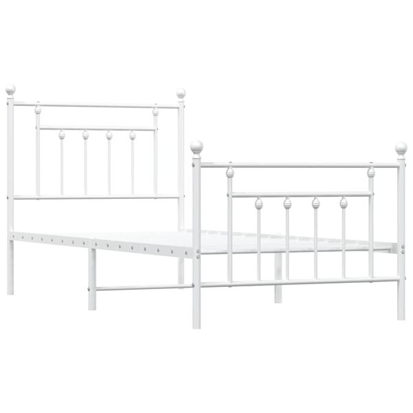 vidaXL Metal Bed Frame without Mattress with Footboard White 90x200cm