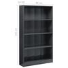 vidaXL 4-Tier Book Cabinet High Gloss Grey 80x24x142 cm Engineered Wood