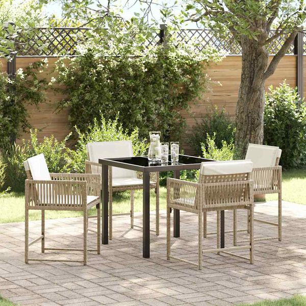 vidaXL Garden Dining Set 5 pcs Beige Poly Rattan