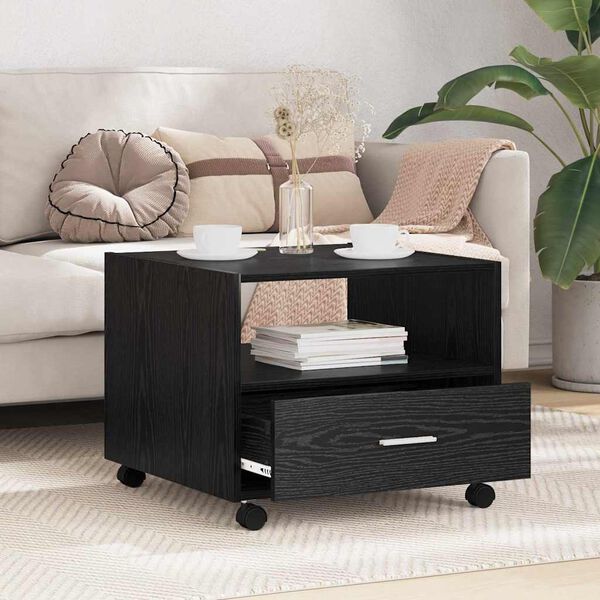 vidaXL Coffee Table Black Oak 55 x 55 x 45cm Engineered Wood