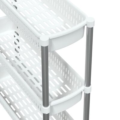 vidaXL 3-Tier Storage Trolley Silver and White Aluminium