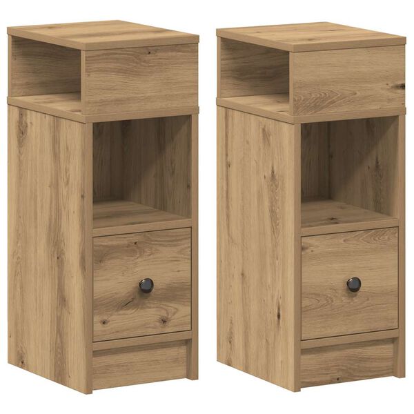 vidaXL Bedside Cabinets 2 pcs with Drawer Artisan Oak 25x31x66 cm