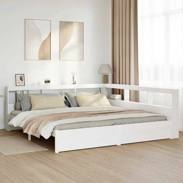 vidaXL Bookcase Bed without Mattress White 180x200 cm Solid Wood Pine