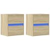 vidaXL TV Wall Cabinets with LED Lights 2 pcs Sonoma Oak 41x31x45 cm