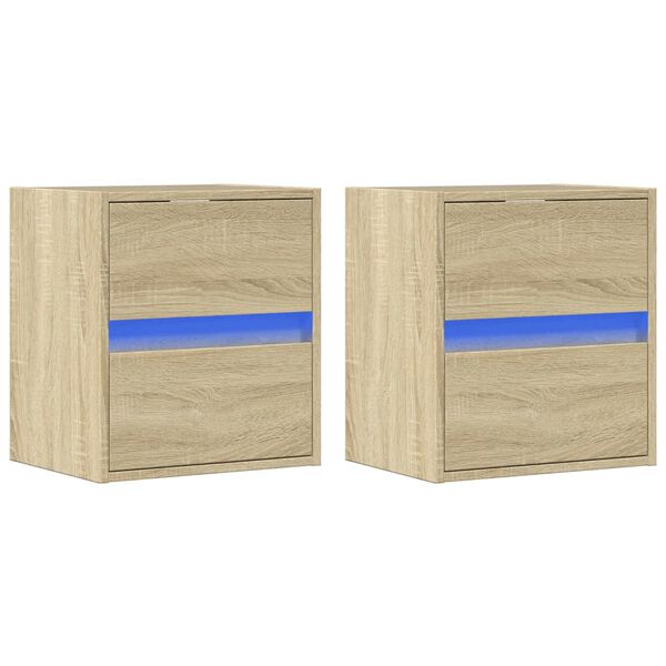 vidaXL TV Wall Cabinets with LED Lights 2 pcs Sonoma Oak 41x31x45 cm