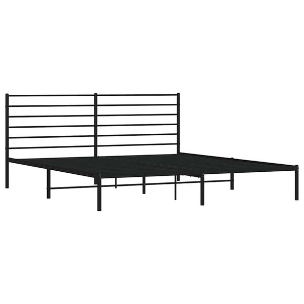 vidaXL Metal Bed Frame without Mattress with Headboard Black 180x200cm