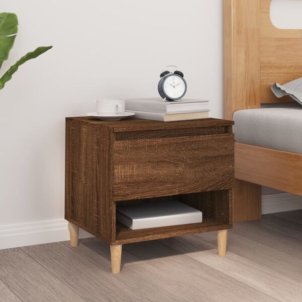 vidaXL Bedside Table Brown Oak 50x46x50 Engineered Wood