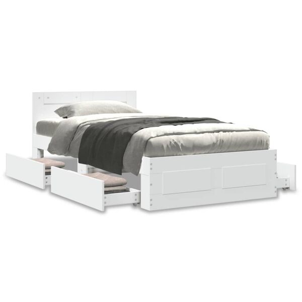 vidaXL Bed Frame with Headboard without Mattress White 90x200 cm