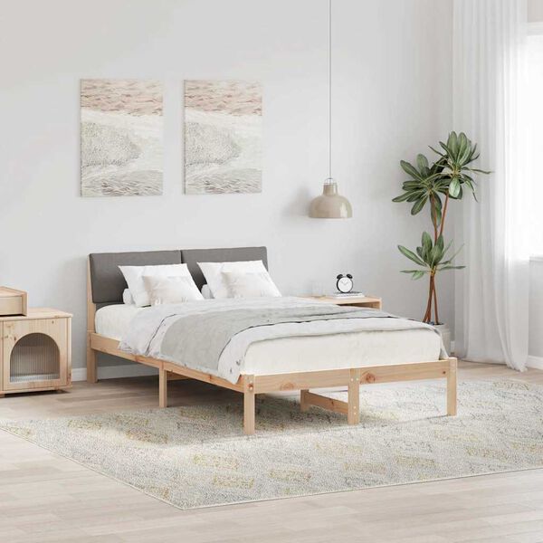 vidaXL Bed frame Brown and taupe 120 x 190 cm Solid pine wood