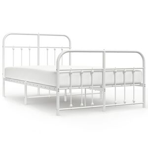 vidaXL Metal Bed Frame without Mattress with Footboard White 120x200cm