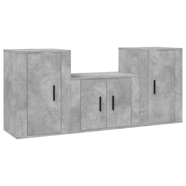 vidaXL 3 Piece TV Cabinet Set Concrete Grey Engineered Wood