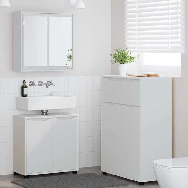 vidaXL Bathroom Furniture Set with Drawer 3 pcs White Engineered Wood
