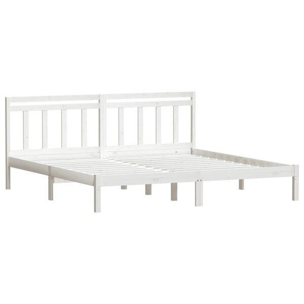 vidaXL Bed Frame without Mattress White Solid Wood 200x200 cm (810038+814115)