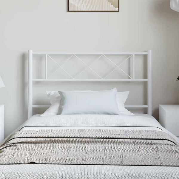 vidaXL Metal Replace Headboard White 100 cm