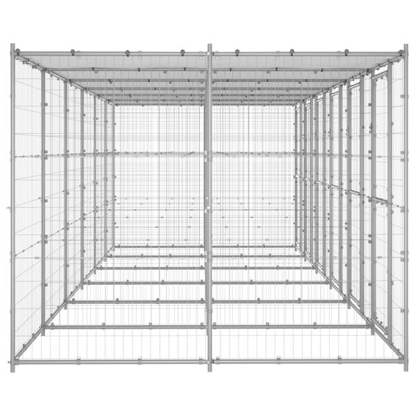 vidaXL Outdoor Dog Kennel Galvanised Steel with Roof 14.52 m&sup2;