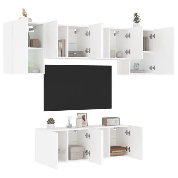 vidaXL 6 Piece TV Wall Units White Engineered Wood