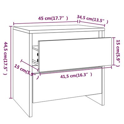 vidaXL Bedside Cabinet Sonoma Oak 45x34.5x44.5 cm Engineered Wood
