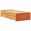 vidaXL Bed Frame without Mattress with Drawers Wax Brown 90x190 cm Single Solid Wood Pine