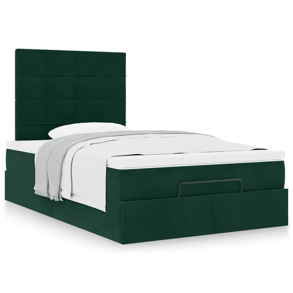 vidaXL Ottoman Bed with Mattresses Dark Green 120x200cm Velvet