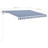 vidaXL Manual Retractable Awning with LED 3x2.5 m Blue and White