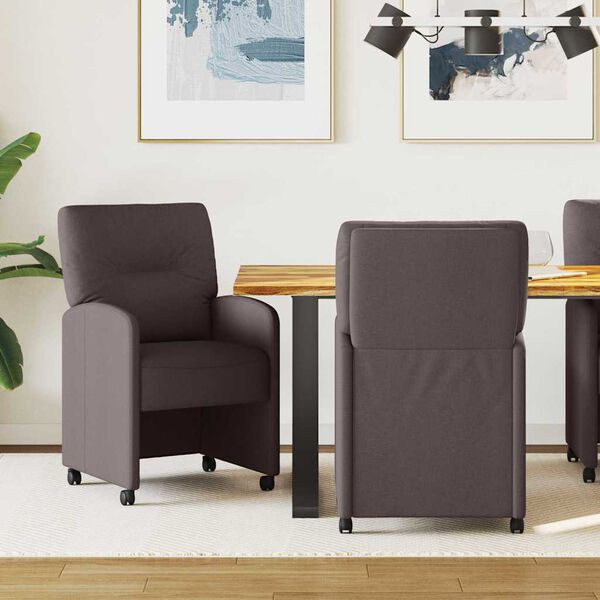 vidaXL Dining Chairs with Wheels 2 pcs Dark brown 57 x 67 x 95 cm