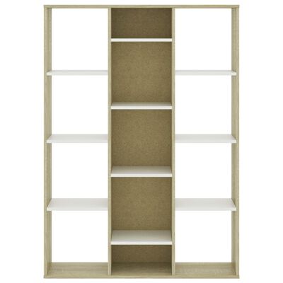 vidaXL Room Divider/Book Cabinet White and Sonoma Oak 100x24x140 cm Engineered Wood